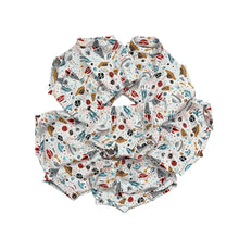 Load image into Gallery viewer, White Space Rockets Baby &amp; Children&#39;s Bummies • READY TO SHIP • Kids Shorts •
