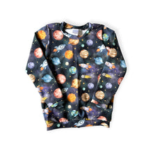 Load image into Gallery viewer, Blue Space, Planets &amp; Rockets Baby &amp; Children&#39;s Loungewear Set • ORGANIC • MADE TO ORDER • Kids •
