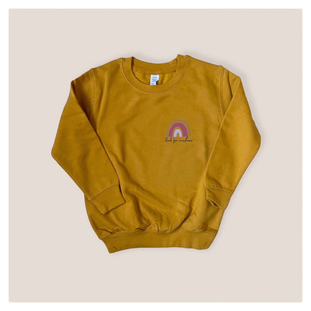 Mustard 'Look For Rainbows'  Baby & Children's Sweatshirt • READY TO SHIP • Kids Jumper • 5-6 Years •