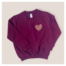 Load image into Gallery viewer, Burgundy Autumn Heart Baby &amp; Children&#39;s Sweatshirt • READY TO SHIP • Kids Jumper •
