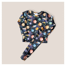 Load image into Gallery viewer, Blue Space, Planets &amp; Rockets Baby &amp; Children&#39;s Leggings • ORGANIC • MADE TO ORDER •Kids •
