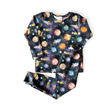 Load image into Gallery viewer, Blue Space, Planets &amp; Rockets Baby &amp; Children&#39;s Long Sleeve Top • ORGANIC • MADE TO ORDER • Kids •
