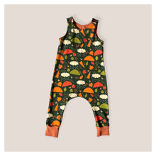 Load image into Gallery viewer, Green Autumn Rainy Days Baby &amp; Children&#39;s Romper • ORGANIC • MADE TO ORDER • Kids Romper •
