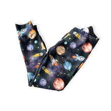 Load image into Gallery viewer, Blue Space, Planets &amp; Rockets Baby &amp; Children&#39;s Leggings • ORGANIC • MADE TO ORDER •Kids •
