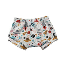 Load image into Gallery viewer, White Space Rockets Baby &amp; Children&#39;s Bummies • READY TO SHIP • Kids Shorts •
