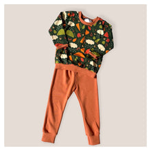 Load image into Gallery viewer, Green Autumn Rainy Days Baby &amp; Children&#39;s Cuffed Top • ORGANIC • READY TO SHIP • 12-18 Months •
