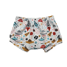 Load image into Gallery viewer, White Space Rockets Baby &amp; Children&#39;s Bummies • READY TO SHIP • Kids Shorts •
