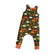 Load image into Gallery viewer, Green Autumn Rainy Days Baby &amp; Children&#39;s Romper • ORGANIC • MADE TO ORDER • Kids Romper •
