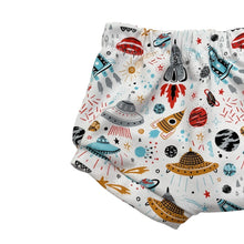 Load image into Gallery viewer, White Space Rockets Baby &amp; Children&#39;s Bummies • READY TO SHIP • Kids Shorts •
