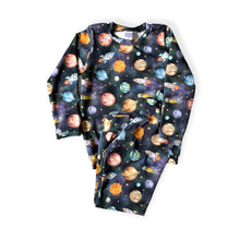 Load image into Gallery viewer, Blue Space, Planets &amp; Rockets Baby &amp; Children&#39;s Loungewear Set • ORGANIC • MADE TO ORDER • Kids •
