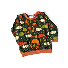 Load image into Gallery viewer, Green Autumn Rainy Days Baby &amp; Children&#39;s Cuffed Top • ORGANIC • READY TO SHIP • 12-18 Months •
