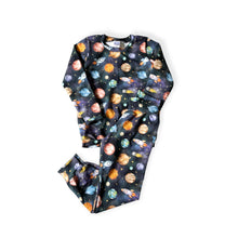 Load image into Gallery viewer, Blue Space, Planets &amp; Rockets Baby &amp; Children&#39;s Loungewear Set • ORGANIC • MADE TO ORDER • Kids •
