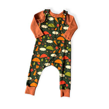 Load image into Gallery viewer, Green Autumn Rainy Days Baby &amp; Children&#39;s Romper • ORGANIC • MADE TO ORDER • Kids Romper •
