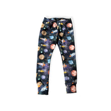 Load image into Gallery viewer, Blue Space, Planets &amp; Rockets Baby &amp; Children&#39;s Leggings • ORGANIC • MADE TO ORDER •Kids •
