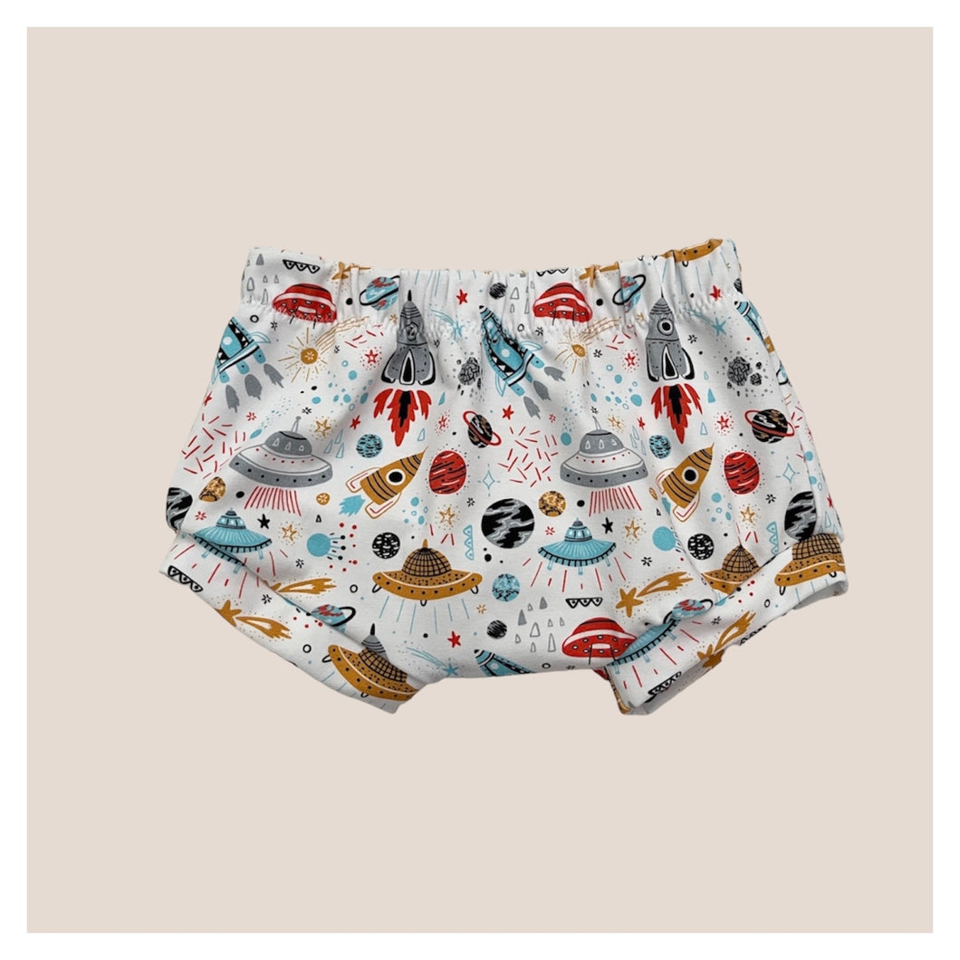 White Space Rockets Baby & Children's Bummies • READY TO SHIP • Kids Shorts •