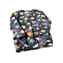 Load image into Gallery viewer, Blue Space, Planets &amp; Rockets Baby &amp; Children&#39;s Loungewear Set • ORGANIC • MADE TO ORDER • Kids •
