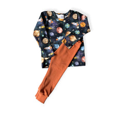 Load image into Gallery viewer, Blue Space, Planets &amp; Rockets Baby &amp; Children&#39;s Long Sleeve Top • ORGANIC • MADE TO ORDER • Kids •
