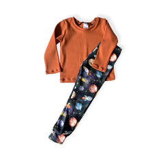 Load image into Gallery viewer, Blue Space, Planets &amp; Rockets Baby &amp; Children&#39;s Leggings • ORGANIC • MADE TO ORDER •Kids •
