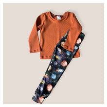 Load image into Gallery viewer, Blue Space, Planets &amp; Rockets Baby &amp; Children&#39;s Leggings • ORGANIC • MADE TO ORDER •Kids •
