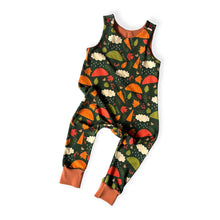 Load image into Gallery viewer, Green Autumn Rainy Days Baby &amp; Children&#39;s Romper • ORGANIC • MADE TO ORDER • Kids Romper •
