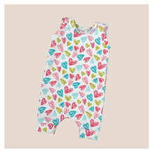 Load image into Gallery viewer, Pastel Hearts Baby &amp; Child&#39;s Shortie Romper • READY TO SHIP • 6-9 Months •Kids Romper •
