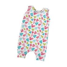 Load image into Gallery viewer, Pastel Hearts Baby &amp; Child&#39;s Shortie Romper • MADE TO ORDER • Kids Romper •
