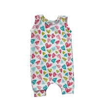 Load image into Gallery viewer, Pastel Hearts Baby &amp; Child&#39;s Shortie Romper • MADE TO ORDER • Kids Romper •
