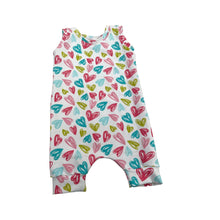 Load image into Gallery viewer, Pastel Hearts Baby &amp; Child&#39;s Shortie Romper • READY TO SHIP • 6-9 Months •Kids Romper •
