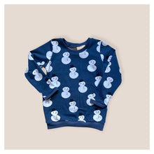 Load image into Gallery viewer, Blue Snowman Baby &amp; Children&#39;s Cuffed Top • ORGANIC • MADE TO ORDER • Kids •
