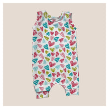 Load image into Gallery viewer, Pastel Hearts Baby &amp; Child&#39;s Shortie Romper • READY TO SHIP • 6-9 Months •Kids Romper •
