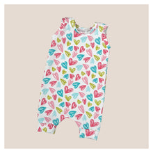 Load image into Gallery viewer, Pastel Hearts Baby &amp; Child&#39;s Shortie Romper • MADE TO ORDER • Kids Romper •
