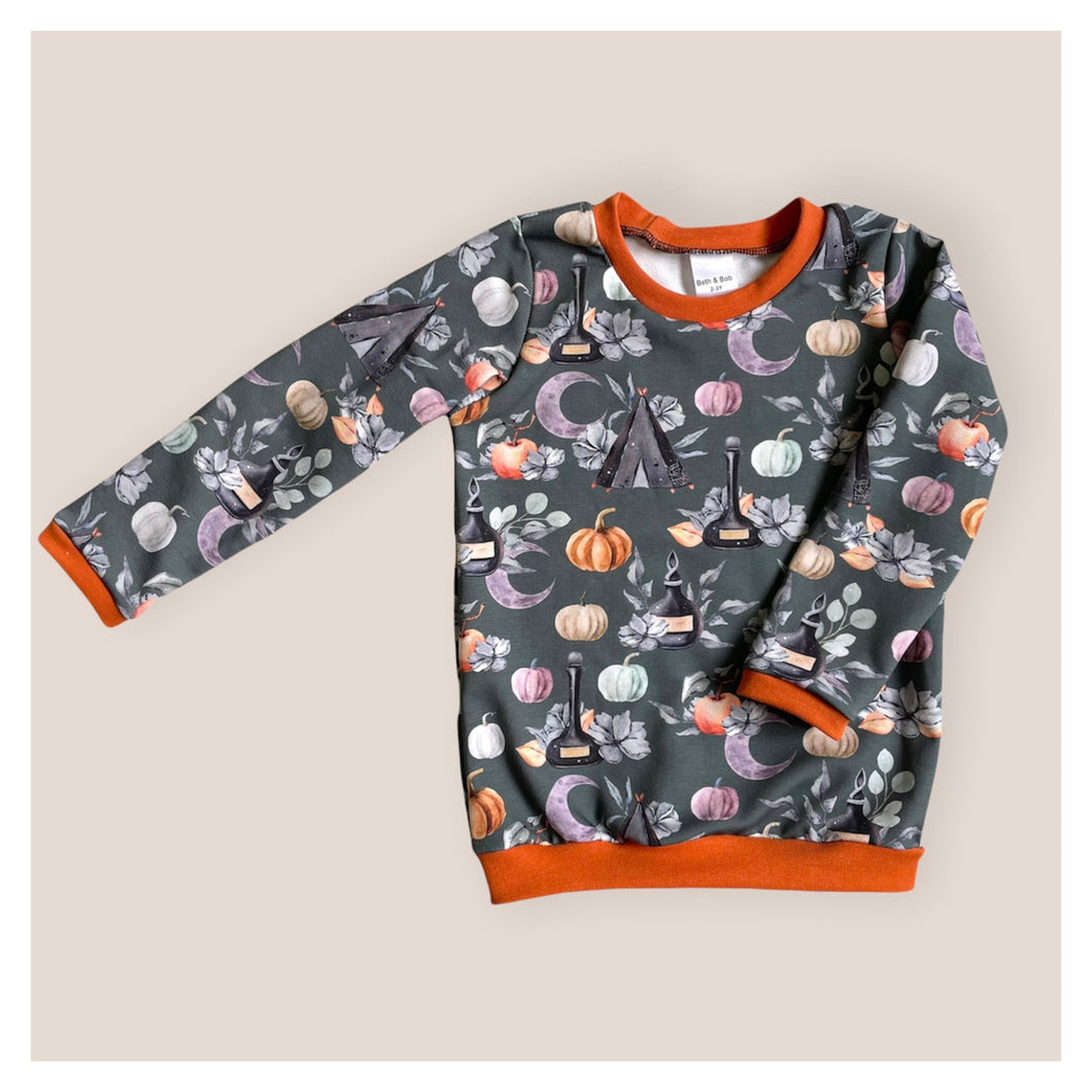 Autumn Pumpkins Baby & Children's Jumper • READY TO SHIP • 12-18 Months •