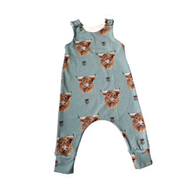 Load image into Gallery viewer, Highland Cow Baby &amp; Children&#39;s Romper • READY TO SHIP • Kids Romper •
