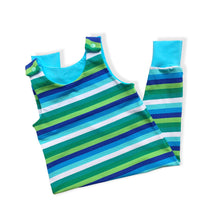 Load image into Gallery viewer, Blue &amp; Green Stripes Baby &amp; Children&#39;s Romper • MADE TO ORDER • Kids Romper •
