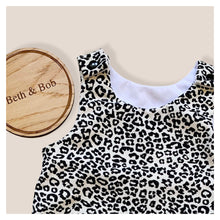 Load image into Gallery viewer, Black &amp; White Baby &amp; Children&#39;s Leopard Print Romper • MADE TO ORDER • Kids Romper •
