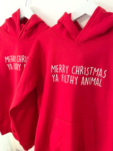 Load image into Gallery viewer, Merry Christmas Ya Filthy Animal Baby &amp; Children&#39;s Red Hoodie • MADE TO ORDER • Kids •
