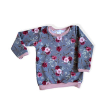 Load image into Gallery viewer, Grey &amp; Pink Red Roses Baby &amp; Children&#39;s Lightweight Jumper • MADE TO ORDER • Kids Jumper •
