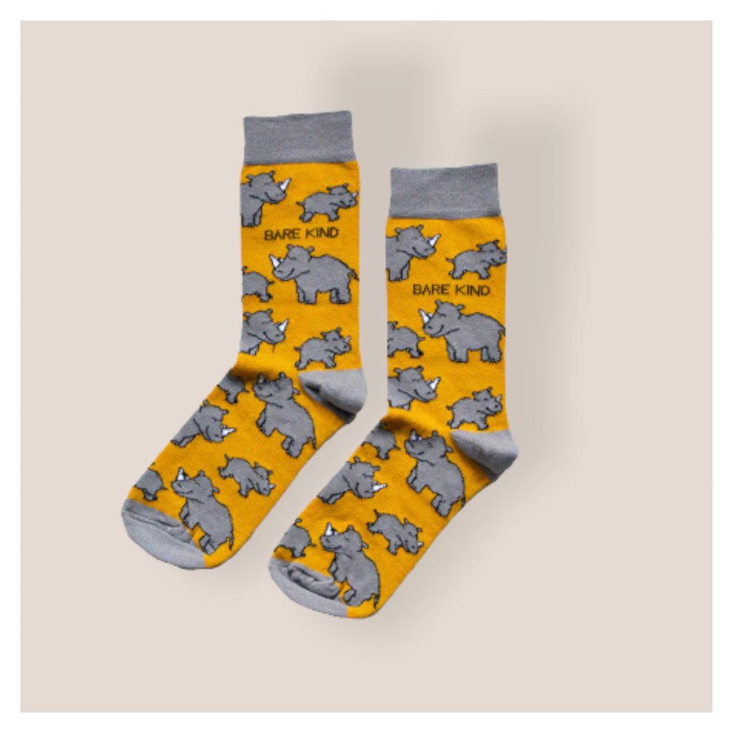 'Save The Rhinos' Bamboo Socks for Kids • READY TO SHIP •