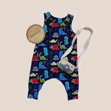 Load image into Gallery viewer, SECONDS* Navy Dinosaurs Baby and Children&#39;s Romper • 3-6 Months • READY to SHIP •
