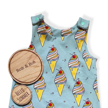 Load image into Gallery viewer, Blue Ice Creams Baby &amp; Children&#39;s Romper • Organic • READY TO SHIP • Kids Romper •
