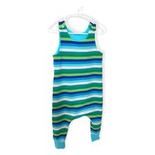 Load image into Gallery viewer, Blue &amp; Green Stripes Baby &amp; Children&#39;s Romper • MADE TO ORDER • Kids Romper •
