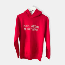 Load image into Gallery viewer, Merry Christmas Ya Filthy Animal Baby &amp; Children&#39;s Red Hoodie • MADE TO ORDER • Kids •
