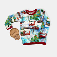 Load image into Gallery viewer, Christmas Trains Baby &amp; Children&#39;s Jumper • MADE TO ORDER • Kids Lightweight Jumper •
