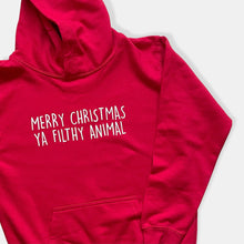 Load image into Gallery viewer, Merry Christmas Ya Filthy Animal Baby &amp; Children&#39;s Red Hoodie • MADE TO ORDER • Kids •
