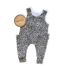 Load image into Gallery viewer, Black &amp; White Baby &amp; Children&#39;s Leopard Print Romper • MADE TO ORDER • Kids Romper •
