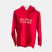 Load image into Gallery viewer, Merry Christmas Ya Filthy Animal Baby &amp; Children&#39;s Red Hoodie • MADE TO ORDER • Kids •
