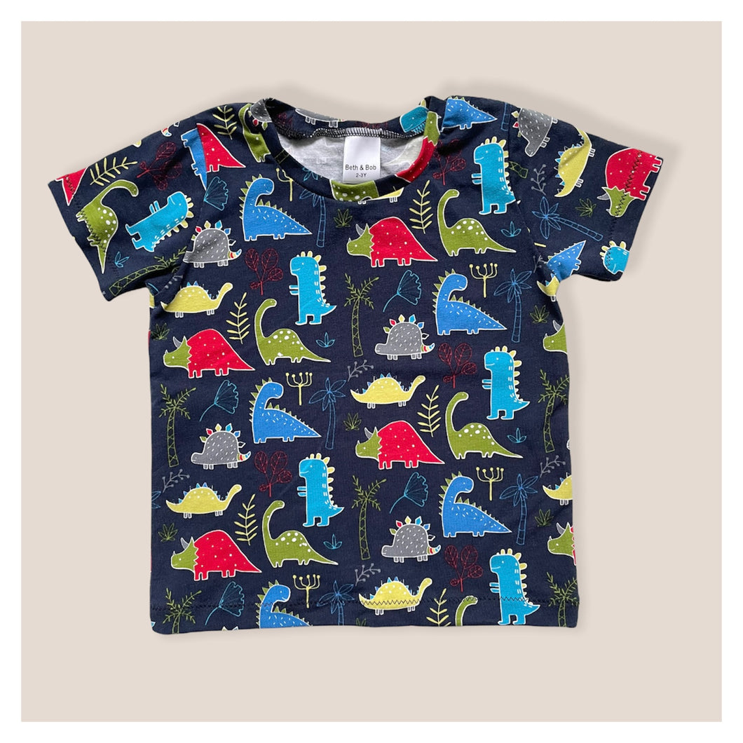 Navy Dinosaurs Baby & Children's T-Shirt • READY TO SHIP • Kids • 2-3 Years •