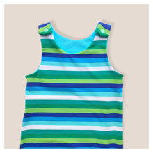 Load image into Gallery viewer, Blue &amp; Green Stripes Baby &amp; Children&#39;s Romper • MADE TO ORDER • Kids Romper •
