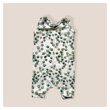 Load image into Gallery viewer, Eucalyptus Shortie Baby &amp; Children&#39;s Romper • ORGANIC • Made To Order • Kids Romper •
