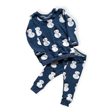 Load image into Gallery viewer, Blue Snowman Baby &amp; Children&#39;s Cuffed Top • ORGANIC • READY TO SHIP • Kids •
